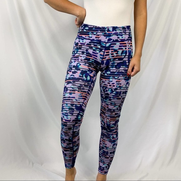 Zella Live In Purple Orange Patterned Print Full Length Leggings Size Small - Picture 2 of 12
